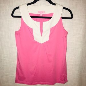 Lily Pulitzer Pink Tank w/ White Collar